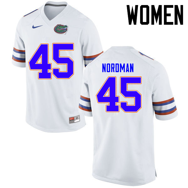 Women Florida Gators #45 Charles Nordman College Football Jerseys Sale-White - Click Image to Close